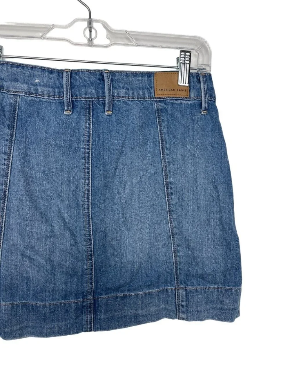 American Eagle Denim Mini Skirt Womens Size 2 Blue High Rise Zip Front A Line